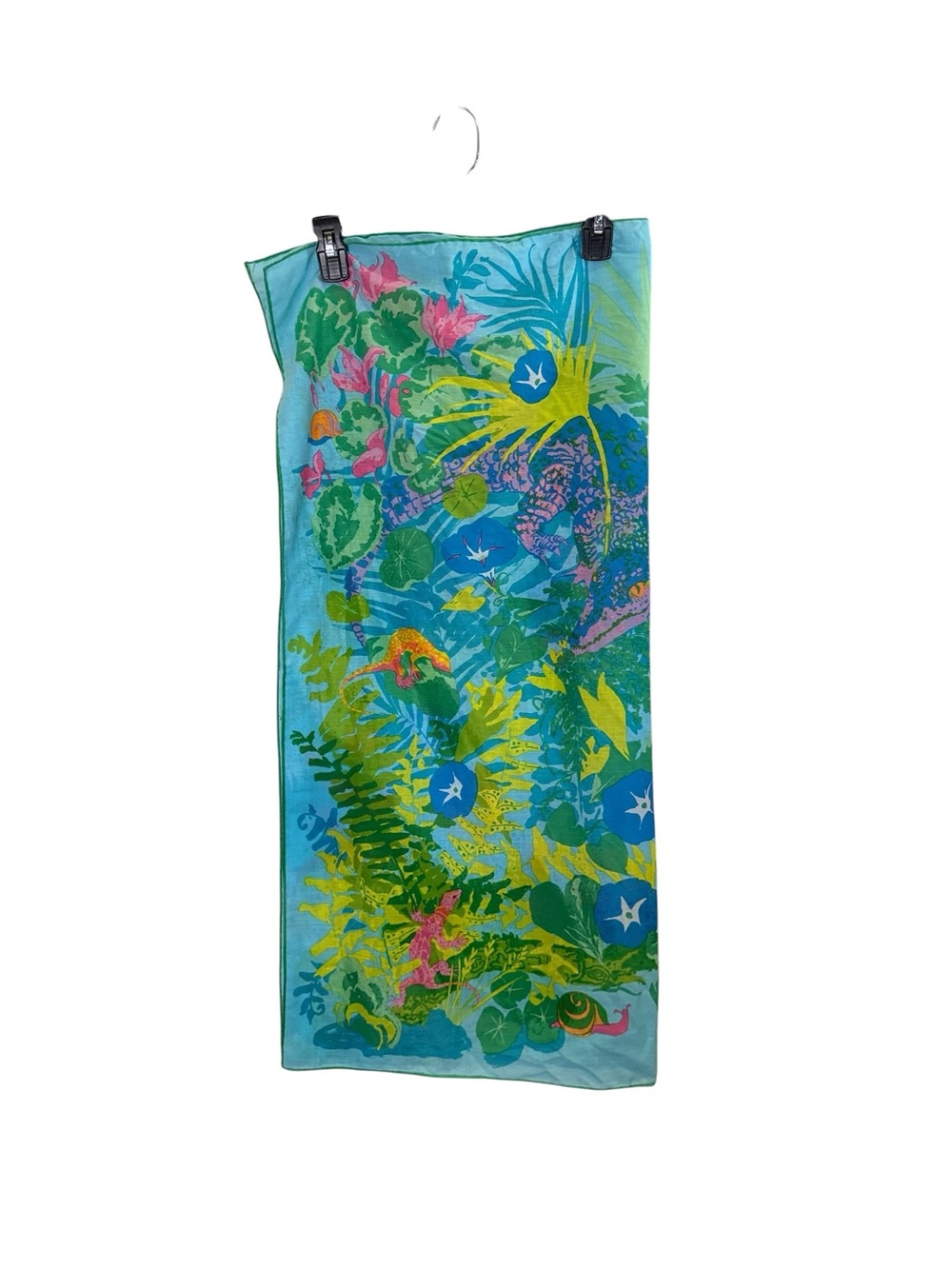 Ken Scott Vintage Colorful Bold Vibrant Tropical Alligator Cotton Scarf